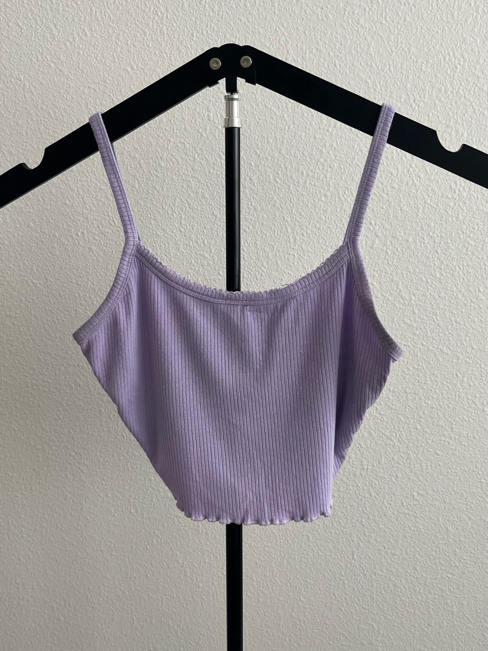 Lilac Ribbed Spaghetti Strap Crop Top